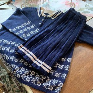 Vintage 1989 Parisian Two Piece Top and Skirt Outfit